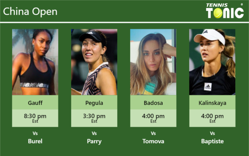 PREDICTION, PREVIEW, H2H: Gauff, Pegula, Badosa and Kalinskaya to play on Friday – China Open