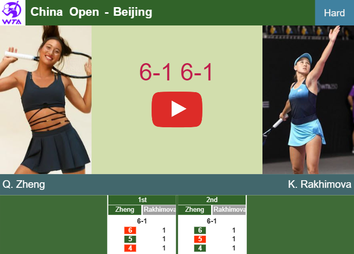 Unstoppable Qinwen Zheng annihilates Rakhimova in the 2nd round to set up a clash vs Podoroska. HIGHLIGHTS – BEIJING RESULTS