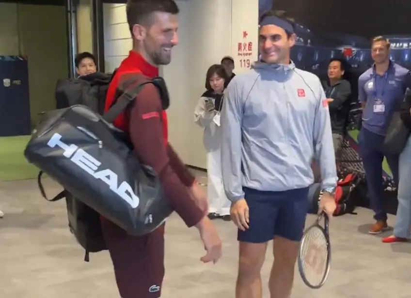 WATCH: Roger Federer meets and mocks Novak Djokovic calling him ‘Old Man’