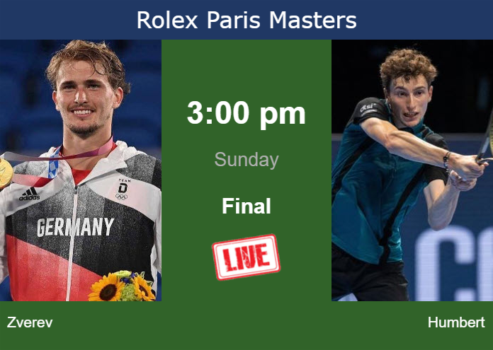 How to watch Zverev vs. Humbert on live streaming in Paris on Sunday