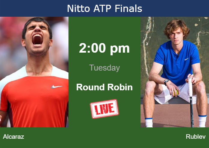 How to watch Alcaraz vs. Rublev on live streaming in Turin on Tuesday