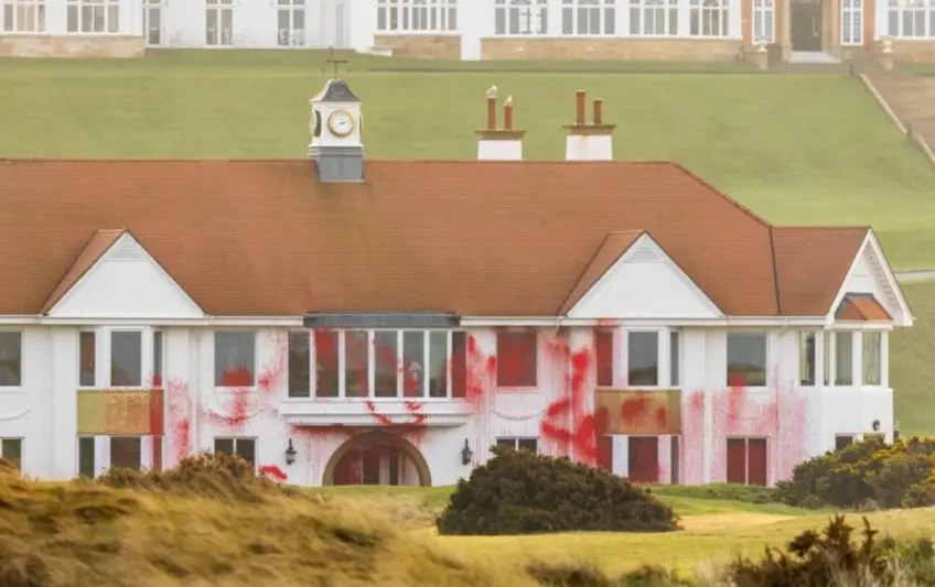 Pro-Palestinian protesters deface Trump’s golf course with ‘Gaza not for sale’ slogan